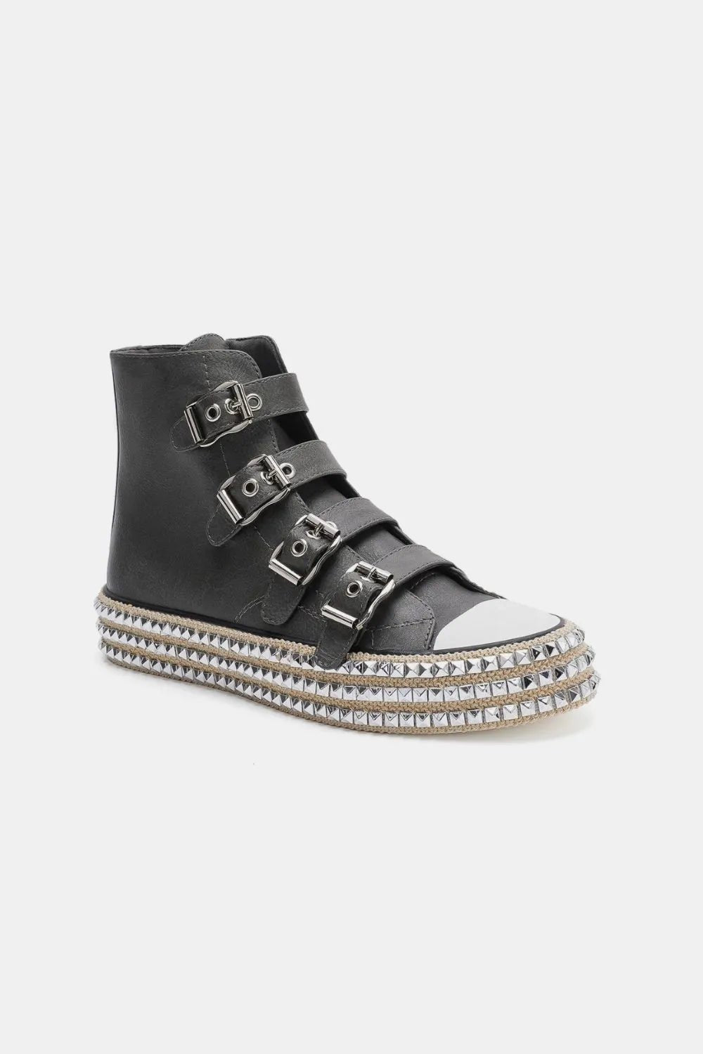 Beast Fashion Multi - Buckle Straps Studded Platform Sneakers - Bela Fils BoutiqueBela Fils Boutique